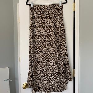 Satin cheetah midi skirt